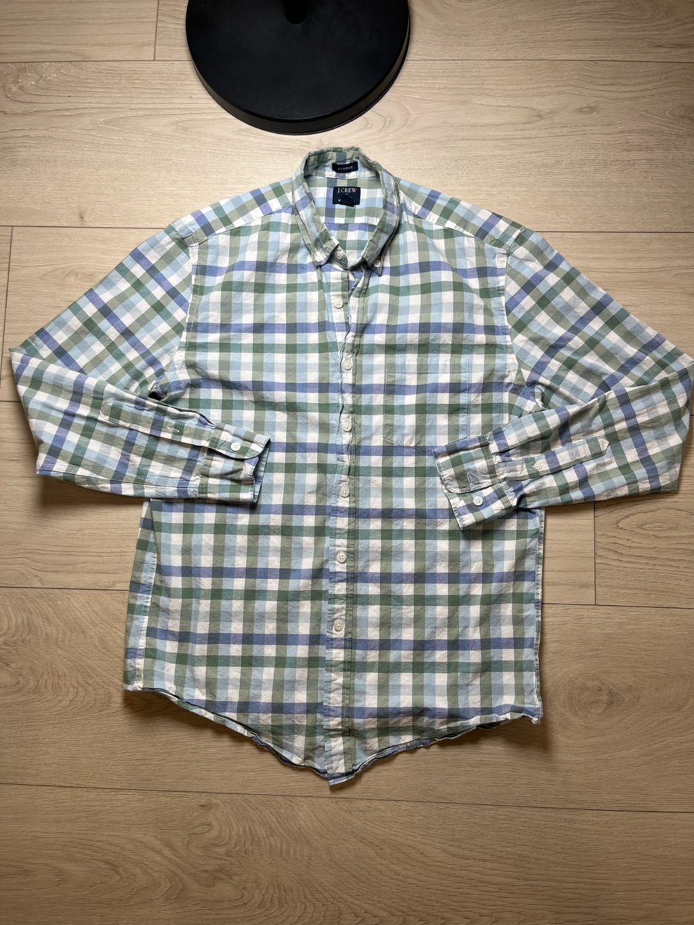 J. Crew Men's Blue, white & Green Plaid Button-Down Shirt medium classic fit